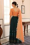 Shop_Pheeta_Green Lehenga And Blouse Cotton Hand Painted Bow-arrow V Neck Tam Set _at_Aza_Fashions