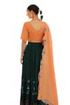 Pheeta_Green Lehenga And Blouse Cotton Hand Painted Bow-arrow V Neck Tam Set _Online_at_Aza_Fashions