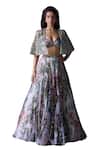 Mahima Mahajan_Pink Organza Embroidered Sequin Plunge Aarushi Lehenga Cape Set _Online_at_Aza_Fashions
