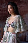 Mahima Mahajan_Pink Organza Embroidered Sequin Plunge Aarushi Lehenga Cape Set _at_Aza_Fashions