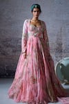 Buy_Mahima Mahajan_Pink Organza Embroidered Mirror Adira Floral Print Anarkali With Dupatta _at_Aza_Fashions