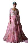 Mahima Mahajan_Pink Organza Embroidered Mirror Adira Floral Print Anarkali With Dupatta _Online_at_Aza_Fashions