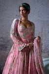 Shop_Mahima Mahajan_Pink Organza Embroidered Mirror Adira Floral Print Anarkali With Dupatta _Online_at_Aza_Fashions