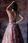 Shop_Mahima Mahajan_Pink Organza Embroidered Mirror Sweetheart Ashvi Floral Print And Lehenga Set _at_Aza_Fashions