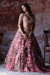 Buy_Mahima Mahajan_Pink Organza Embroidered Mirror Sweetheart Ashvi Floral Print And Lehenga Set _Online_at_Aza_Fashions