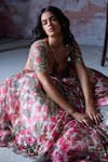 Shop_Mahima Mahajan_Pink Organza Embroidered Mirror Sweetheart Ashvi Floral Print And Lehenga Set 