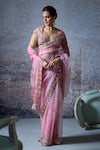 Buy_Mahima Mahajan_Pink Organza Embroidered Mirror Sweetheart Benu Pre-draped Saree Set _at_Aza_Fashions