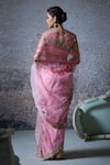 Shop_Mahima Mahajan_Pink Organza Embroidered Mirror Sweetheart Benu Pre-draped Saree Set _at_Aza_Fashions