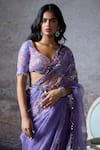 Buy_Mahima Mahajan_Purple Organza Embroidered Mirror Leaf Janvi Floral Pre-draped Saree Set _Online_at_Aza_Fashions