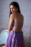 Mahima Mahajan_Purple Organza Print Floral Plunging V Neck Lisa Embroidered Yoke Gown _at_Aza_Fashions