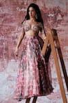 Buy_Mahima Mahajan_Pink Organza Print Floral Sweetheart Neck Misha Bloom Lehenga Set _Online_at_Aza_Fashions