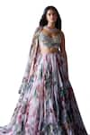 Buy_Mahima Mahajan_Pink Organza Print Floral Sweetheart Neck Myra Bloom Lehenga Set _Online_at_Aza_Fashions