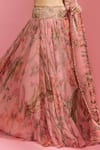 Mahima Mahajan_Pink Raw Silk Print Floral Sweetheart Neck Pragya Garden Lehenga Set _at_Aza_Fashions