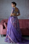 Shop_Mahima Mahajan_Purple Organza Print Floral Scoop Neck Rabta Sequin Embroidered Lehenga Set _at_Aza_Fashions