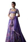 Mahima Mahajan_Purple Organza Print Floral Scoop Neck Rabta Sequin Embroidered Lehenga Set _Online_at_Aza_Fashions