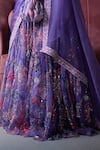 Buy_Mahima Mahajan_Purple Organza Print Floral Scoop Neck Rabta Sequin Embroidered Lehenga Set _Online_at_Aza_Fashions