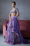 Shop_Mahima Mahajan_Purple Organza Print Floral Scoop Neck Rabta Sequin Embroidered Lehenga Set _Online_at_Aza_Fashions