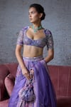 Mahima Mahajan_Purple Organza Print Floral Scoop Neck Rabta Sequin Embroidered Lehenga Set _at_Aza_Fashions