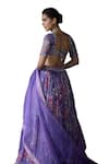 Buy_Mahima Mahajan_Purple Organza Print Floral Scoop Neck Rabta Sequin Embroidered Lehenga Set 