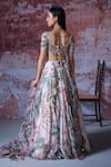 Shop_Mahima Mahajan_Pink Organza Print Floral Ruhi Sequin Embroidered Bridal Lehenga And Corset Set _at_Aza_Fashions