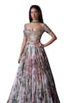 Mahima Mahajan_Pink Organza Print Floral Ruhi Sequin Embroidered Bridal Lehenga And Corset Set _Online_at_Aza_Fashions