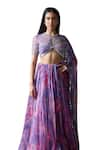 Mahima Mahajan_Purple Organza Print Floral Zero Neck Somya Bloom Lehenga Set _at_Aza_Fashions