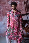 Shop_Mahima Mahajan_Pink Satin Organza Print Gardenia Apurva Kurta With Pant _at_Aza_Fashions