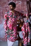 Mahima Mahajan_Pink Satin Organza Print Gardenia Apurva Kurta With Pant _Online_at_Aza_Fashions