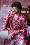 Shop_Mahima Mahajan_Pink Satin Organza Print Gardenia Apurva Kurta With Pant _Online_at_Aza_Fashions