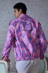 Shop_Mahima Mahajan_Purple Cambric Cotton Print Gullista Rob Jaal Bomber Jacket _at_Aza_Fashions