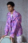 Mahima Mahajan_Purple Cambric Cotton Print Gullista Rob Jaal Bomber Jacket _Online_at_Aza_Fashions