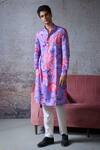 Buy_Mahima Mahajan_Purple Cambric Cotton Print Phool Saha Kurta With Pant _at_Aza_Fashions