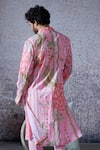 Shop_Mahima Mahajan_Pink Cambric Cotton Print Padma Bloom Surya Kurta With Pant _at_Aza_Fashions