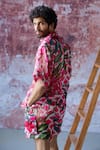 Shop_Mahima Mahajan_Pink Satin Organza Print Rafflesia Bloom Suvansh Shirt With Shorts _at_Aza_Fashions