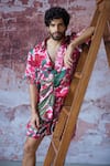 Buy_Mahima Mahajan_Pink Satin Organza Print Rafflesia Bloom Suvansh Shirt With Shorts _Online_at_Aza_Fashions