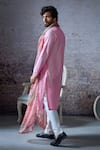 Shop_Mahima Mahajan_Pink Silk Chanderi Embroidery Pintuck Wakim Checkerboard Kurta Pant Set _at_Aza_Fashions