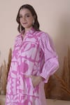 Surabhi Arya_Pink Cotton Printed Abstract Collar Shirt Dress _Online_at_Aza_Fashions