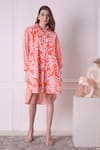 Surabhi Arya_Orange Cotton Printed Tropical Collar And Stripe Shirt Dress _Online_at_Aza_Fashions