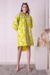 Surabhi Arya_Green Cotton Printed Abstract Collar Shirt Dress _Online_at_Aza_Fashions