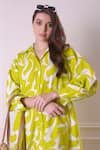 Surabhi Arya_Green Cotton Printed Abstract Collar Shirt Dress _at_Aza_Fashions