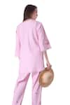 Buy_Surabhi Arya_Pink Cotton Embroidered Floral Round Checkered Patchwork Shirt And Pant Set 