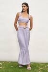 Buy_AMRTA by GUNEET KONDAL_Purple Crop Top 65% Tencel 35% Nylon Dobby Pleat Detailed And Skirt Set _at_Aza_Fashions