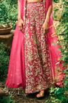 Bhumika Sharma_Pink Georgette Embroidered Floral Bustier Sweetheart Pant Set With Cape _Online_at_Aza_Fashions