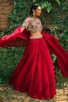 Buy_Bhumika Sharma_Red Organza Embroidered Flower Closed Round Lehenga Blouse Set _Online_at_Aza_Fashions