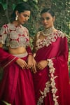 Bhumika Sharma_Red Organza Embroidered Flower Closed Round Lehenga Blouse Set _at_Aza_Fashions