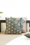 Buy_Mid July Home_Green Velvet Cutdana, Floral, Gilded Garden Embroidered Cushion Cover 2 Pcs Set_at_Aza_Fashions