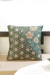 Mid July Home_Green Velvet Cutdana, Floral, Gilded Garden Embroidered Cushion Cover 2 Pcs Set_Online_at_Aza_Fashions