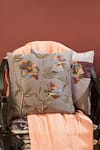 Buy_Mid July Home_Beige Velvet Thread, Bead, Vibrant Rose Embroidered Cushion Cover 2 Pcs Set _at_Aza_Fashions