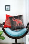 Buy_Mid July Home_Black Velvet Zardozi Elephant Embroidered Cushion Cover 2 Pcs Set _at_Aza_Fashions