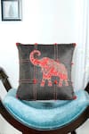 Shop_Mid July Home_Black Velvet Zardozi Elephant Embroidered Cushion Cover 2 Pcs Set _at_Aza_Fashions